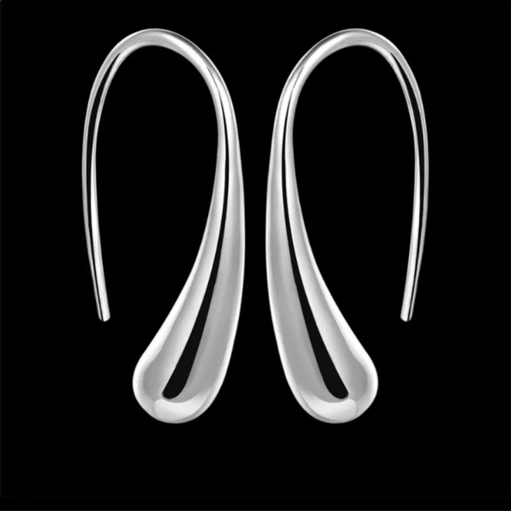 New Sterling Silver Hook Drop Earrings